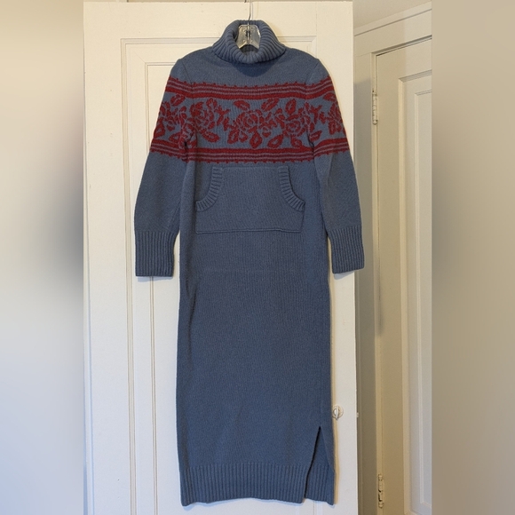 Baby Centaur Sweaters - Korean Brand Wool Blend Turtleneck Sweater Dress Baby Centaur Blue Rosette Small